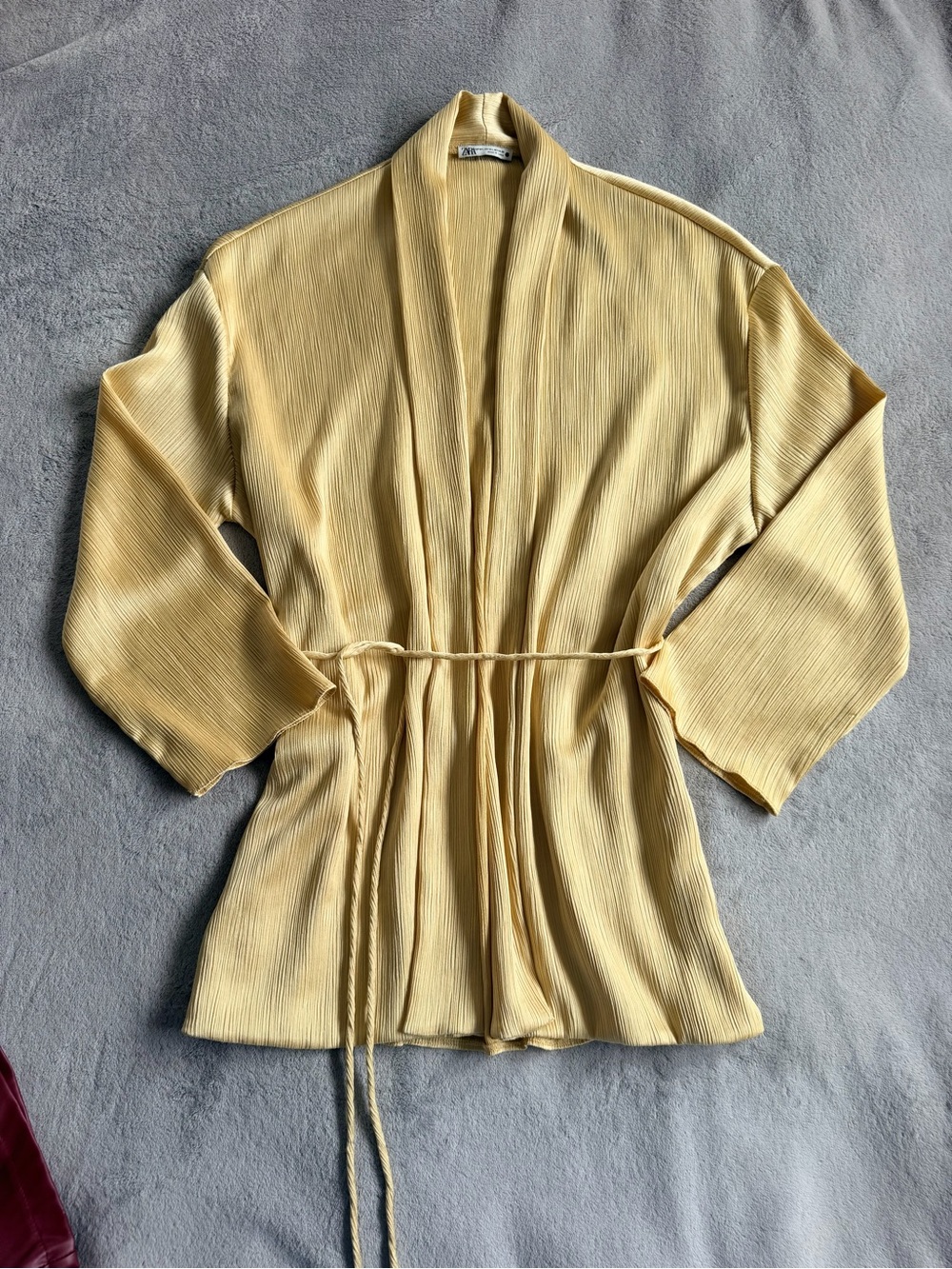 Zara Yellow Gold Pleated Kimono Wrap Top Suze M-L